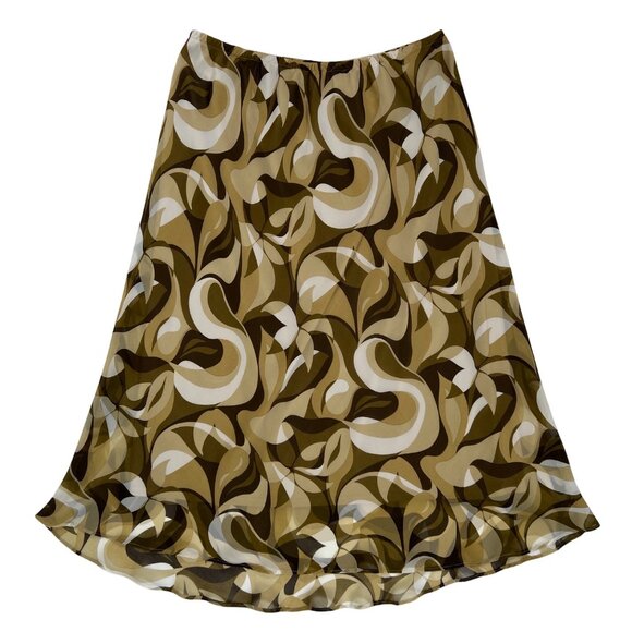 Vintage Y2K Beige Abstract Boho Hippie Low Rise Fairy Grunge Midi Skirt / 12 - Picture 4 of 5